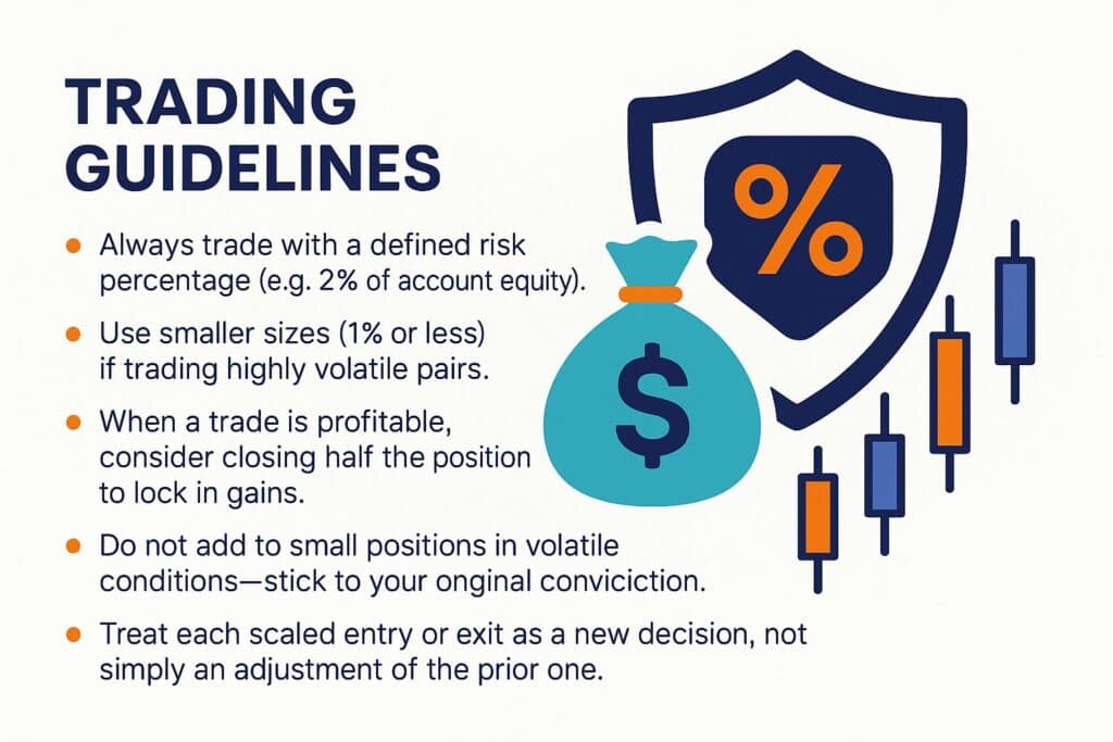 Before scaling in or out, you should establish clear risk management rules.